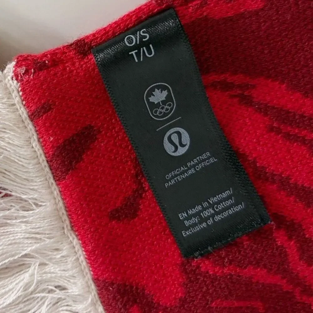 Lululemon Team Canada Future Legacy Scarf Red Paris 2024 Olympics Logo